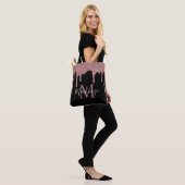 Tote Bag Rose Gold Noire Pailletée Chic Monogramme (Sur le modèle)