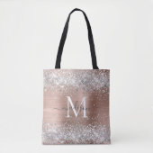 Tote Bag Rose Gold Parties scintillant Argent Monogramme mé (Devant)