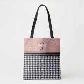 Tote Bag Rose Gold Parties scintillant Houndstooth Nom mono (Devant)
