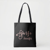 Tote Bag Rose Gold Parties scintillant Infirmière Nom perso (Devant)