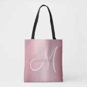 Tote Bag Rose Gold Personalized Monogram (Devant)