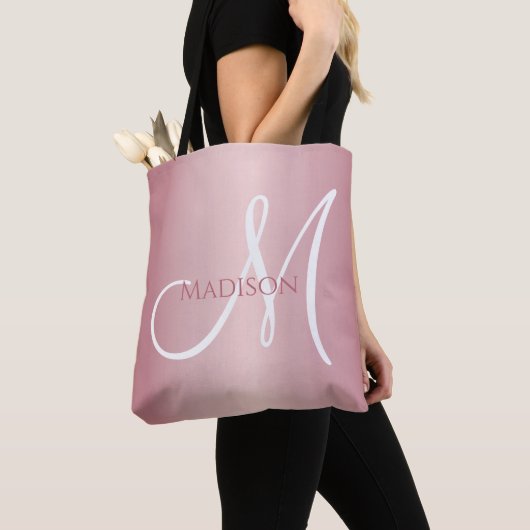 Tote Bag Rose Gold Personalized Monogram (De près)