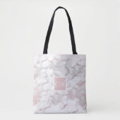 Tote Bag Rose Gold Rose Marbre Moderne Chic Tendance (Devant)
