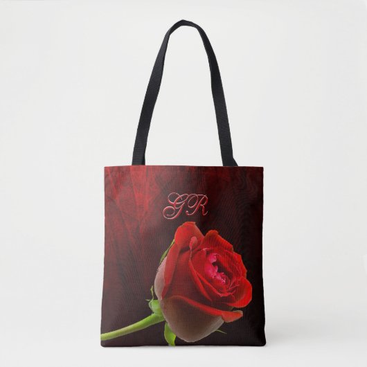 Tote Bag Rose gothique Monogrammé (Devant)