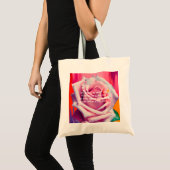 Tote Bag Rose gras en fleurs poème Bohemian Artsy (Devant (produit))