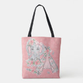 TOTE BAG ROSE & GRIS BOHO BABY ELEPHANT & DREAMCATCHER (Dos)