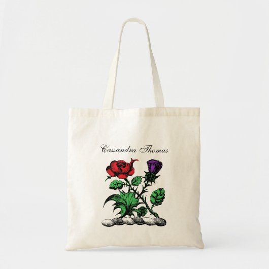 Tote Bag Rose héraldique et chardon d'armoiries Couleur de (Devant)