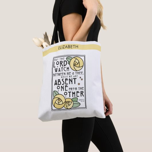 Tote Bag Rose jaune | Mizpah | Personnalisé (De près)
