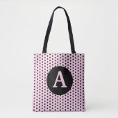 Tote Bag Rose Monogramme mignon avec Pois noirs (Devant)