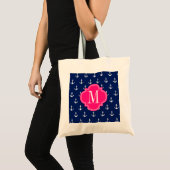 Tote Bag Rose nautique Girly de marine d'Ancres (Devant (produit))