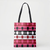 Tote Bag Rose noir blanc Cercle Étoiles rayures Design (Devant)