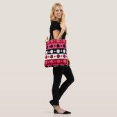 Tote Bag Rose noir blanc Cercle Étoiles rayures Design (Sur le modèle)