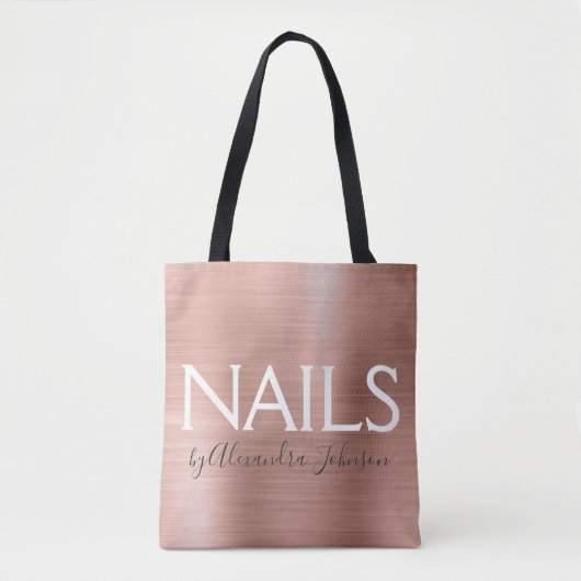 Tote Bag Rose Noir - Clous Rose Or - Salon (Devant)