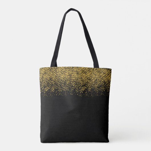 Tote Bag Rose noir parties scintillant en or script monogra (Dos)