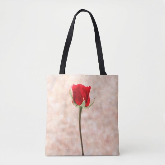 Tote Bag Rose noir rouge (Devant)