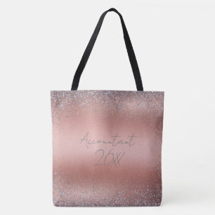 Tote Bag Rose or brossé Parties scintillant métal brossé Mo