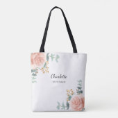 Tote Bag Rose or floral sauge vert bridesmaid (Dos)