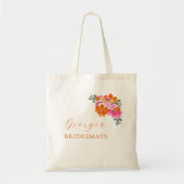 Tote Bag Rose Orange Floral Mariée Demoiselle d'honneur Nom (Devant)