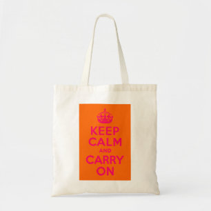 Tote Bag Rose Orange Gardez le calme et continuer