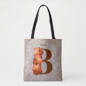 Tote Bag Rose orange Monogramme initial B Votre nom (Devant)