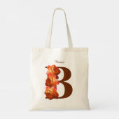 Tote Bag Rose orange Monogramme initial B Votre nom (Dos)