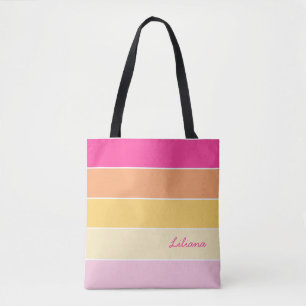 Tote Bag rose orange Personnalisé Couleur Été Blocage Bande