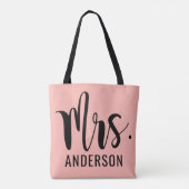 Tote Bag Rose Pâle Mme Calligraphie Monogramme (Dos)