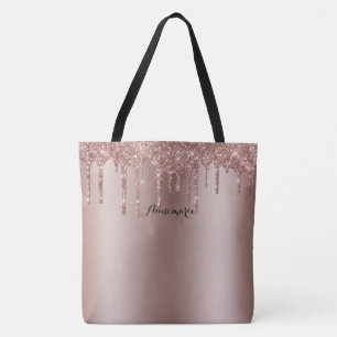 Tote Bag Rose Parties scintillant de goutte d'or Fourre-tou