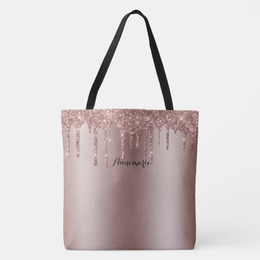 Tote Bag Rose Parties scintillant de goutte d'or Fourre-tou (Devant)