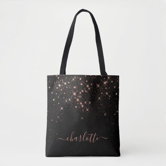 Tote Bag Rose Parties scintillant Or Élégant Script glamour (Devant)