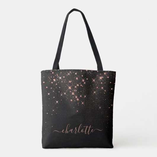 Tote Bag Rose Parties scintillant Or Élégant Script glamour (Dos)