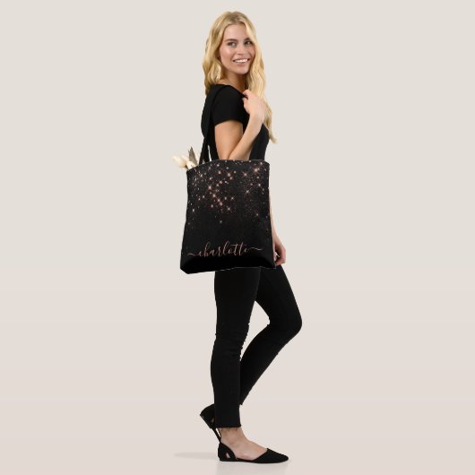 Tote Bag Rose Parties scintillant Or Élégant Script glamour (Sur le modèle)
