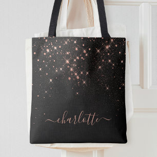 Tote Bag Rose Parties scintillant Or Élégant Script glamour