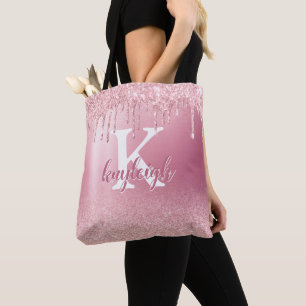 Tote Bag Rose Parties scintillant or étincelle Monogramme m