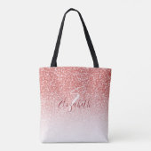 Tote Bag Rose Parties scintillant Or Ombre Moderne Monogram (Dos)