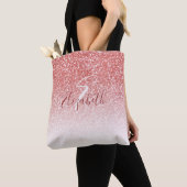 Tote Bag Rose Parties scintillant Or Ombre Moderne Monogram (De près)