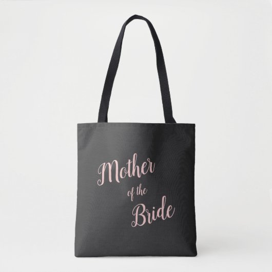 Tote Bag Rose Pêche Moderne Écriture Mère de la Mariée (Devant)
