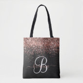 Tote Bag Rose personnalisé Parties scintillant or noir Étin (Devant)