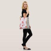 Tote Bag Rose personnalisé sur Rose blanc design (Sur le modèle)
