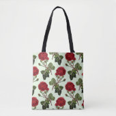Tote Bag Rose Red Long Stem Motif Vert Arrière - plan (Devant)