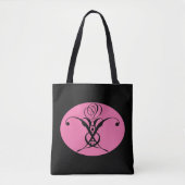 Tote Bag Rose rétro rose et noir (Devant)