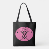Tote Bag Rose rétro rose et noir (Dos)
