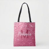 Tote Bag Rose rose clair faux pétille parties scintillant M (Devant)