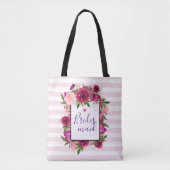 Tote Bag Rose rose et bouquet de fleurs de pavot (Devant)