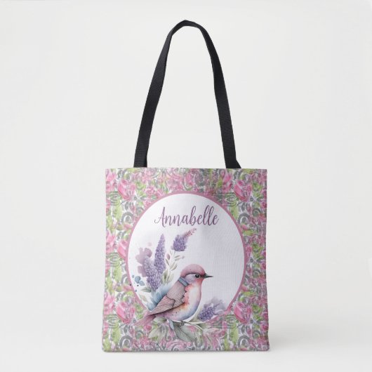 Tote Bag Rose rose floral défiler (Devant)