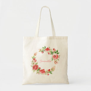 Tote Bag Rose Rose Floral Vert Fille Baby shower