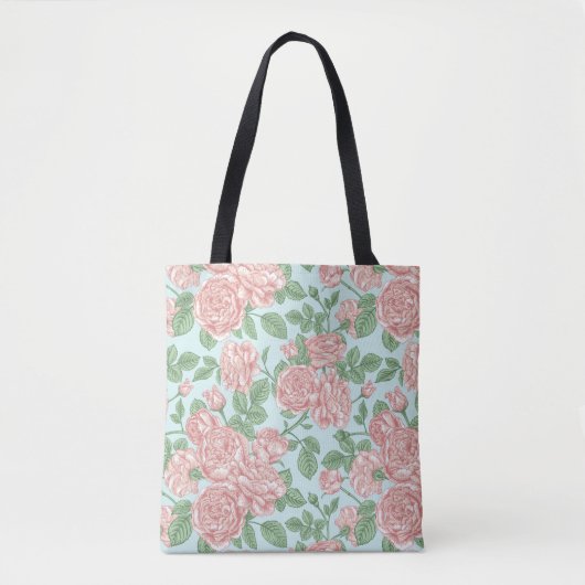 Tote Bag Rose rose Jardin Bouquet Motif (Devant)