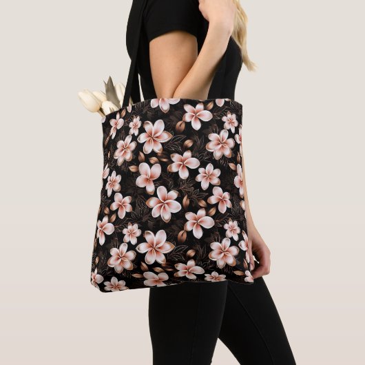 Tote Bag Rose rose noire noire noire Floral or (De près)