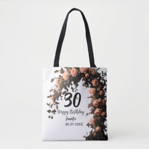 Tote Bag Rose rose vintage fleur moderne 30e anniversaire