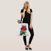 Tote Bag Rose Rouge (Sur le modèle)